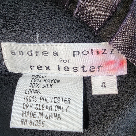 Rex Lester/Andrea Polizzi Black Grey Silver Silk Formal Evening Maxi Dress Sz 4 - Picture 7 of 7